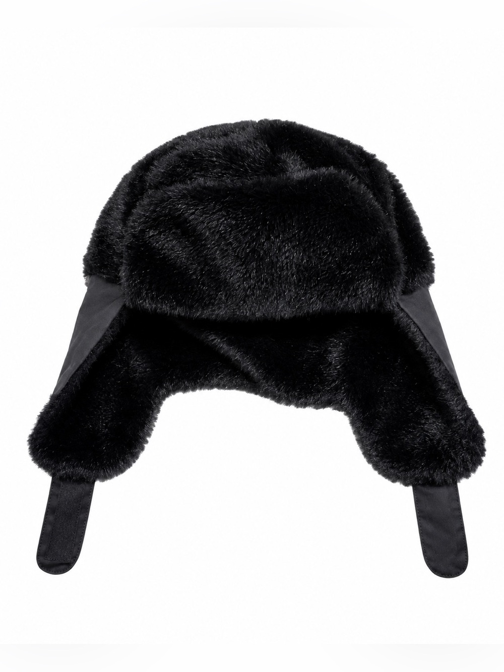 Men's Black Faux Fur Trapper Hat - Classic Winter Earflap Cap – EUC